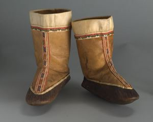 Image of Child's Sealskin Boots with Leather Mosaic Trim